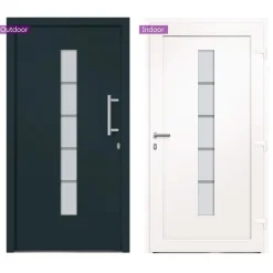 vidaXL hoveddør 100x200 cm aluminium og PVC antracitgrå