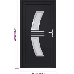 vidaXL hoveddør 88x200 cm PVC antracitgrå