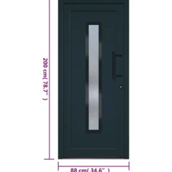 vidaXL hoveddør 88x200 cm PVC antracitgrå