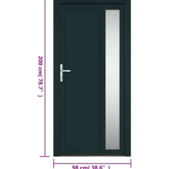 vidaXL hoveddør 98x200 cm PVC antracitgrå