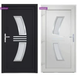 vidaXL hoveddør 88x200 cm PVC antracitgrå