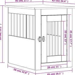 vidaXL hundebur 45x62x59 cm konstrueret træ sonoma-eg
