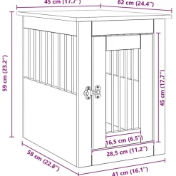 vidaXL hundebur 45x62x59 cm konstrueret træ kunsteg