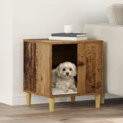 vidaXL Hundehus Gammelt træ 44 x 42 x 49 cm Konstrueret træ