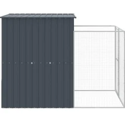 vidaXL hundehus med løbegård 165x251x181 cm galvaniseret stål antracit