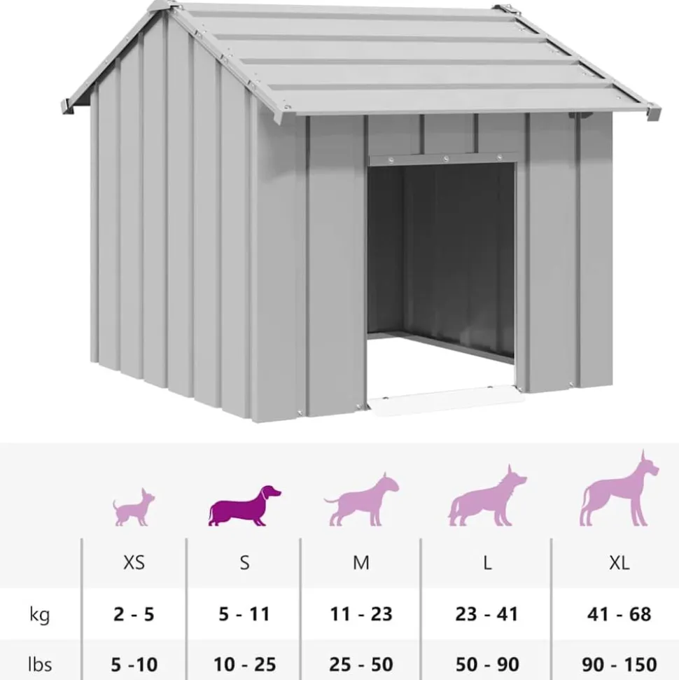 vidaXL hundehus med tag 85x107x81 cm galvaniseret stål
