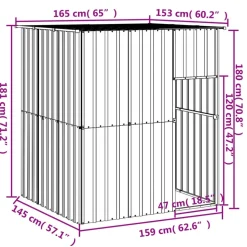 vidaXL hundehus med tag 165x153x181 cm galvaniseret stål antracitgrå