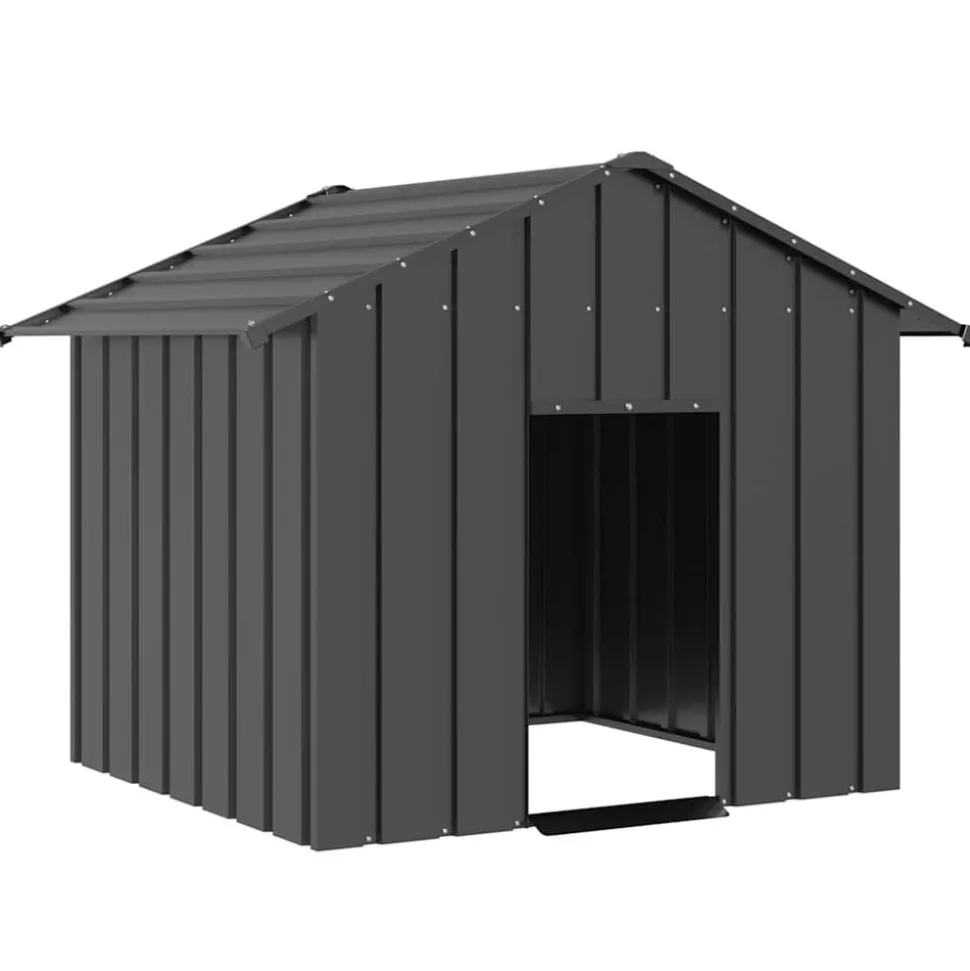 vidaXL hundehus med tag 131x101x102 cm galvaniseret stål