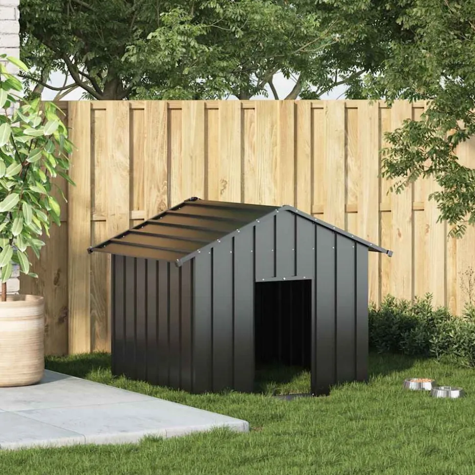 vidaXL hundehus med tag 131x101x102 cm galvaniseret stål