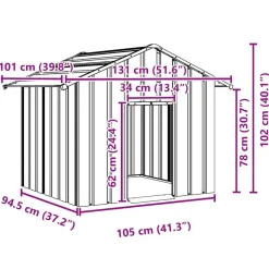 vidaXL hundehus med tag 131x101x102 cm galvaniseret stål