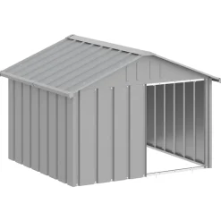 vidaXL hundehus 116,5x103x81,5 cm galvaniseret stål grå