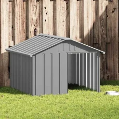 vidaXL hundehus 116,5x103x81,5 cm galvaniseret stål grå