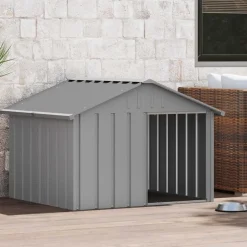 vidaXL hundehus 116,5x103x81,5 cm galvaniseret stål grå