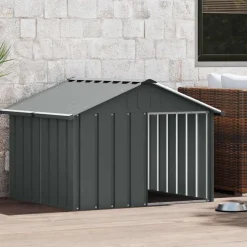 vidaXL hundehus 116,5x103x81,5 cm galvaniseret stål antracitgrå