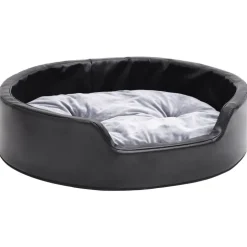 vidaXL hundekurv 69x59x19 cm plys og kunstlæder sort og grå