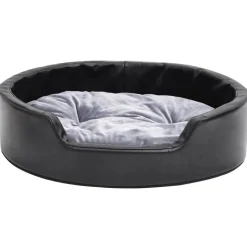 vidaXL hundekurv 69x59x19 cm plys og kunstlæder sort og grå