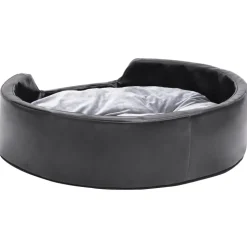vidaXL hundekurv 69x59x19 cm plys og kunstlæder sort og grå