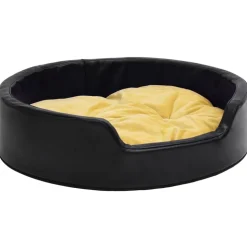 vidaXL hundekurv 99x89x21 cm plys og kunstlæder sort og gul