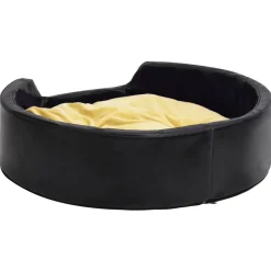 vidaXL hundekurv 99x89x21 cm plys og kunstlæder sort og gul