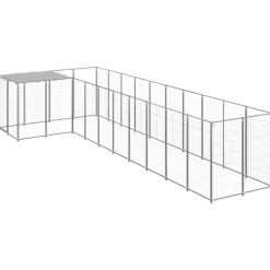 vidaXL hundeløbegård 7,26 m² stål sølvfarvet