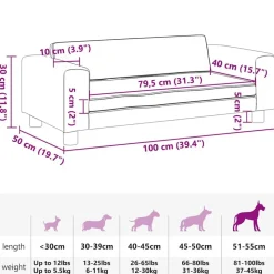 vidaXL hundeseng med forlængelse 100x50x30 cm kunstlæder grå