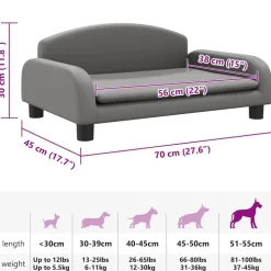 vidaXL hundeseng 70x45x30 cm kunstlæder grå
