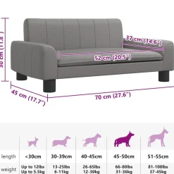 vidaXL hundeseng 70x45x30 cm kunstlæder grå