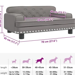 vidaXL hundeseng 70x45x30 cm kunstlæder grå