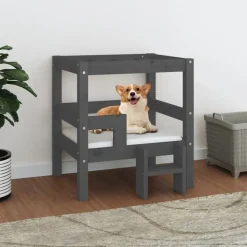 vidaXL hundeseng 55,5x53,5x60 cm massivt fyrretræ grå