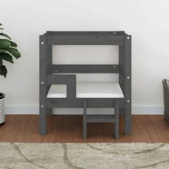 vidaXL hundeseng 55,5x53,5x60 cm massivt fyrretræ grå