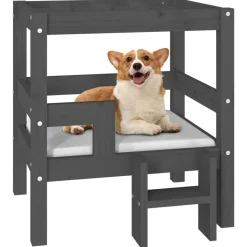 vidaXL hundeseng 55,5x53,5x60 cm massivt fyrretræ grå