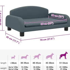 vidaXL hundeseng 70x45x30 cm stof mørkegrå
