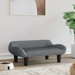 vidaXL hundeseng 70x40x24 cm velour mørkegrå