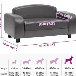 vidaXL hundesofa 80x50x40 cm kunstlæder grå