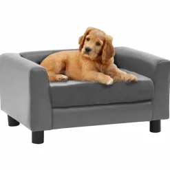 vidaXL hundesofa 60x43x30 cm plys og kunstlæder grå