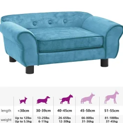 vidaXL hundesofa 72x45x30 cm plys turkis