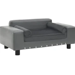 vidaXL hundesofa 81x43x31 cm plys og kunstlæder grå
