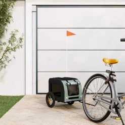 vidaXL hundetrailer til cykel oxfordstof og jern grå og sort