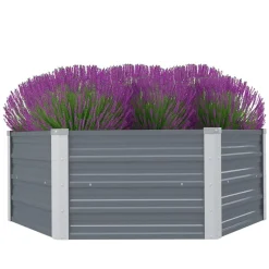 vidaXL hævet havekasse 129 x 129 x 45 gråt galvaniseret stål
