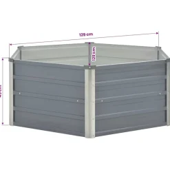 vidaXL hævet havekasse 129 x 129 x 45 gråt galvaniseret stål