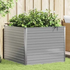 vidaXL hævet havekasse 100 x 100 x 77 galvaniseret stål gråt
