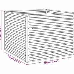 vidaXL hævet havekasse 100 x 100 x 77 galvaniseret stål gråt