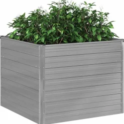 vidaXL hævet havekasse 100 x 100 x 77 galvaniseret stål gråt