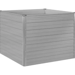 vidaXL hævet havekasse 100 x 100 x 77 galvaniseret stål gråt