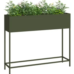 vidaXL Hævet haveplante Olivengrøn 100 x 26 x 82 cm Stål