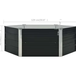 vidaXL hævet plantekasse 129x129x45 cm galvaniseret stål antracitgrå