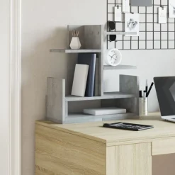 vidaXL hylde til skrivebord 49x20x52,5 cm konstrueret træ betongrå