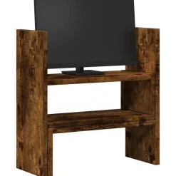 vidaXL hylde til skrivebord 40x17x41 cm konstrueret træ røget eg