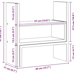 vidaXL hylde til skrivebord 40x17x41 cm konstrueret træ kunsteg