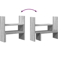 vidaXL hylde til skrivebord 40x17x41 cm konstrueret træ grå sonoma-eg